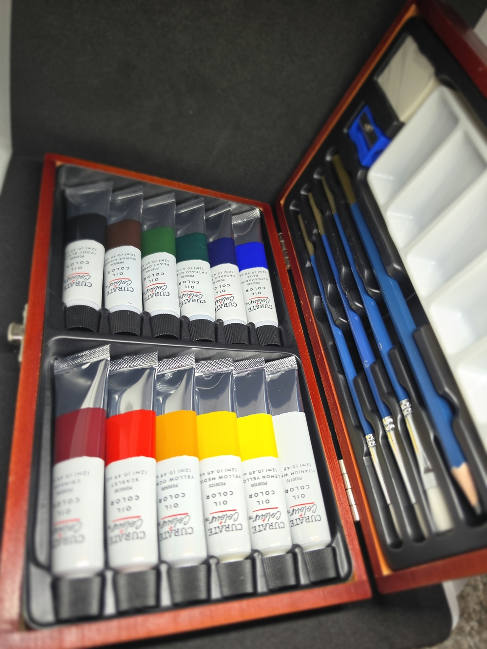 Artist Watercolor Paint Set with Brushes - Blue, Red, Yellow, Green, White